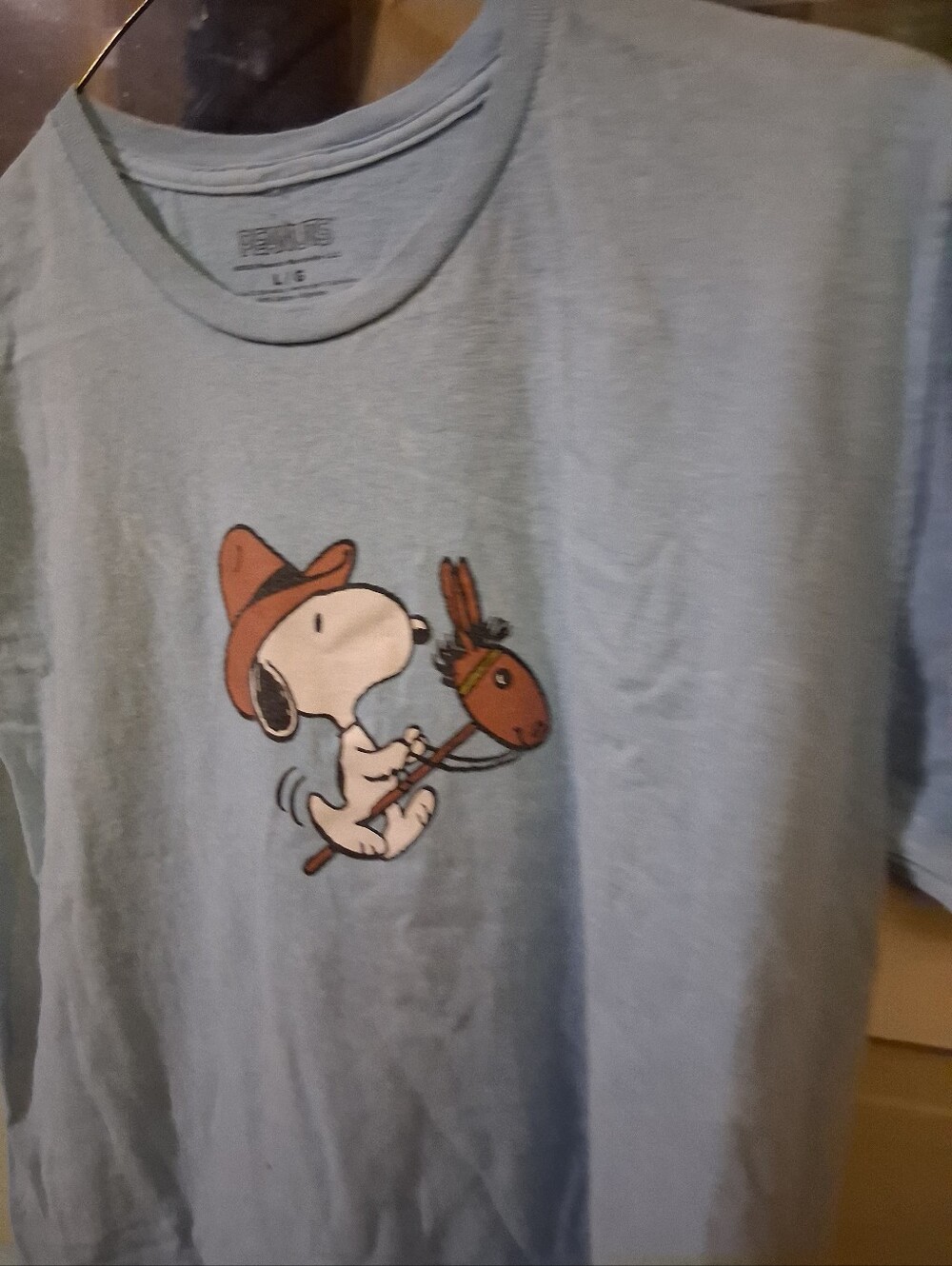 Peanuts Light Blue Snoopy on Hobby Horse Graphic Tee - Picture 4 of 4
